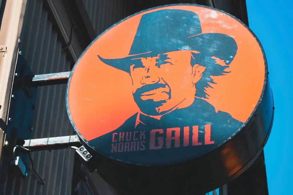 Chuck Norris poster in orange and blue